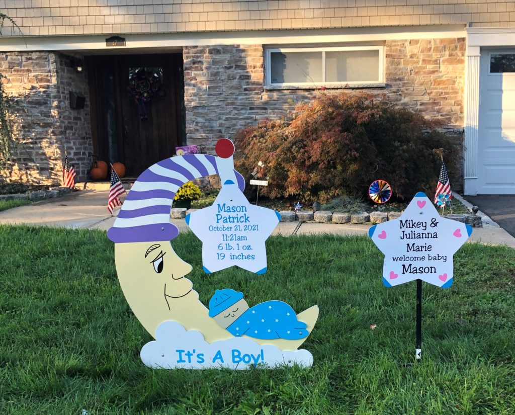 moon baby sign, stork rentals, birth annoucement, boy stork, girl stork, sibling signs